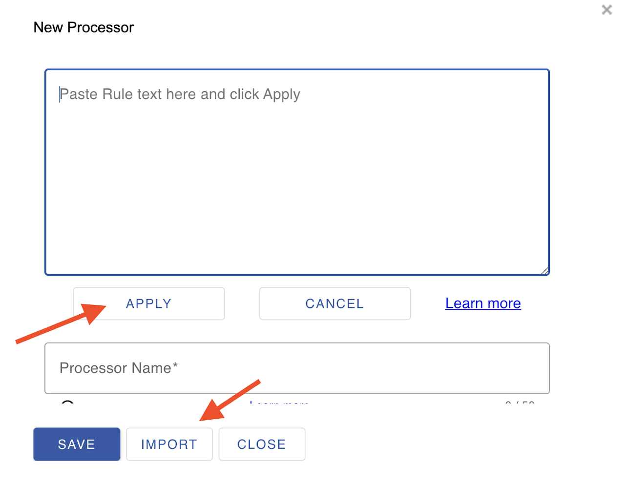 Import Processor Window